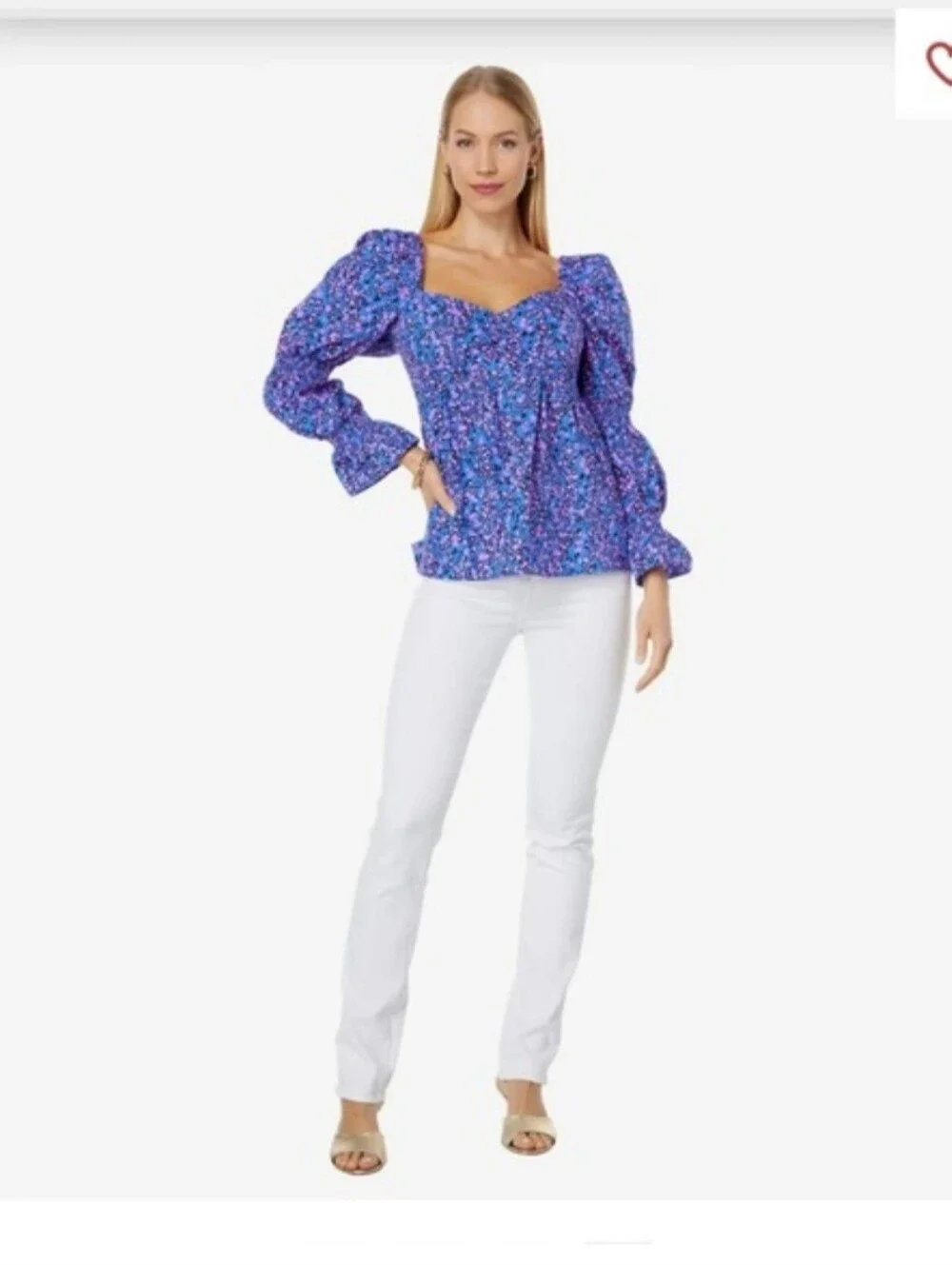 Lilly Pulitzer Preslee Babydoll Top Sz 14 Blue Flare Growl And Prowl.